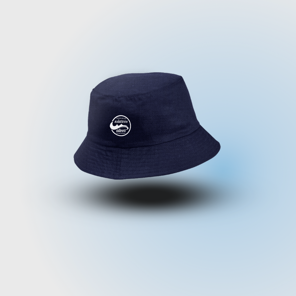Bucket Hat - Coastal Edition displayed in navy color with a logo, perfect for beach outings.